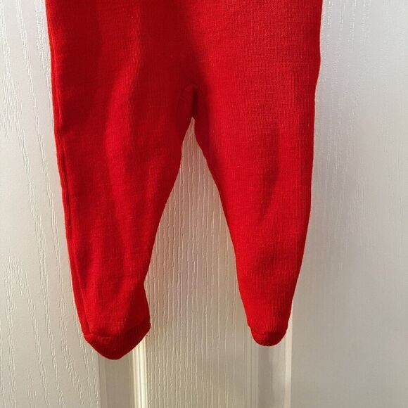 Vintage Absorba Red Cherry Sweater One Piece Footed Romper Girls Size 6 Months - Picture 12 of 14